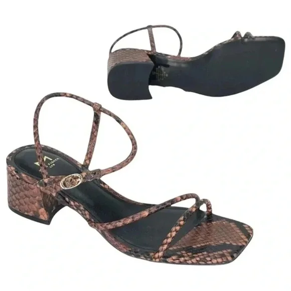 Marc Fisher LTD Womens Sandal 8.5M Jiny2 Brown Snake Print Block Heel - Picture 13 of 16